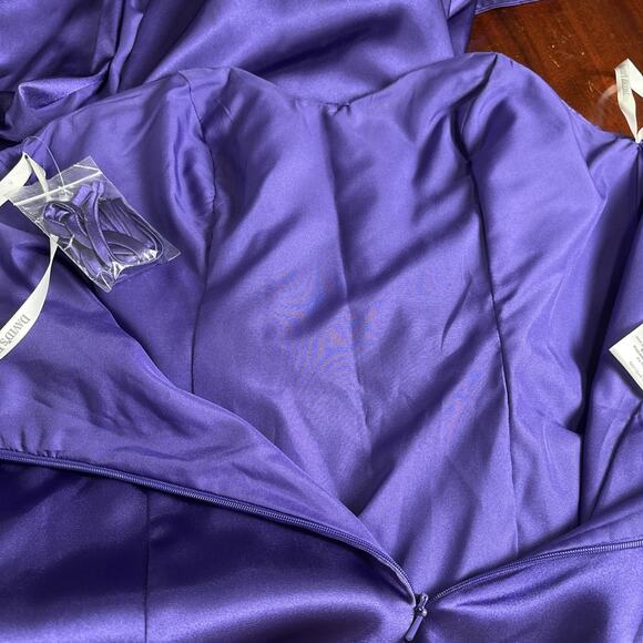 David's‎ Bridal Purple Satin Strapless Maxi Dress Sz 6 Bridesmaid Wedding Prom - Picture 5 of 11